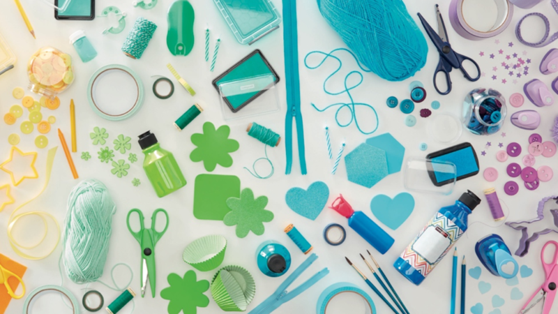 A selection of art supplies from Hobbycraft