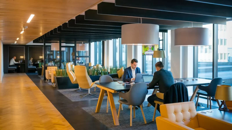 A co-working space with two people working at Platform, Leeds