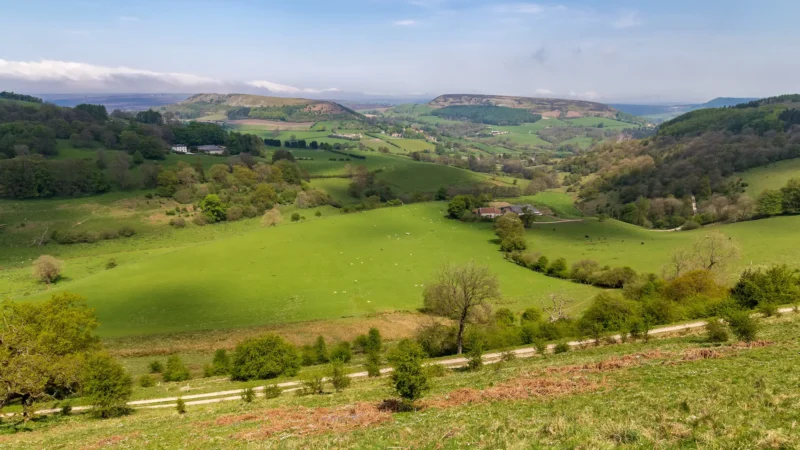 A view across the fields at Hawnby in North York Moors National Park